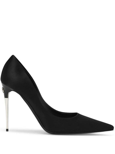 DC logo lettering pointed toe satin Pumps black - DOLCE&GABBANA - BALAAN 2