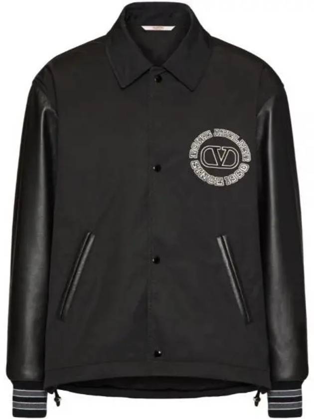 V Logo Nylon Bomber Jacket Black - VALENTINO - BALAAN 2