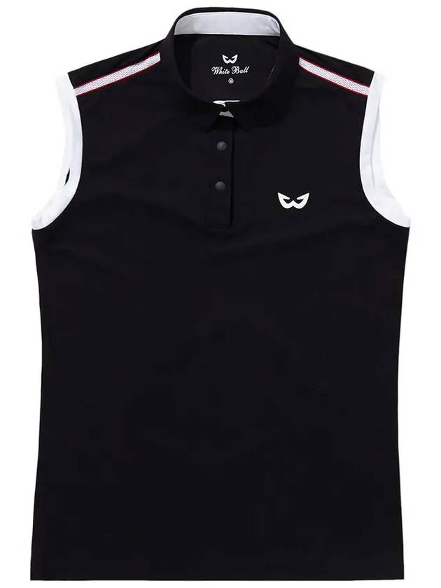 Golf Wear Mesh Tape Collar Sleeveless Golf T-shirt WB21SUWT02BK Black - WHITEBALL - BALAAN 1