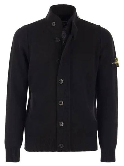 Lambswool Knit Cardigan Black - STONE ISLAND - BALAAN 2