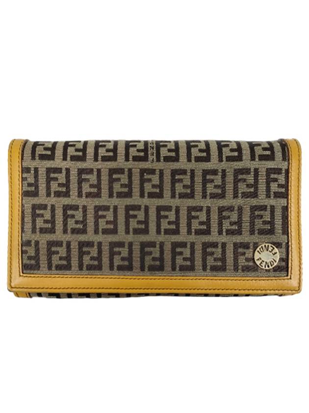 Zucca pattern canvas long wallet yellow - FENDI - BALAAN 1