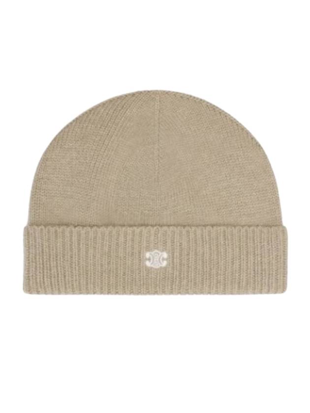 Triomphe Logo Beanie Beige - CELINE - BALAAN 1