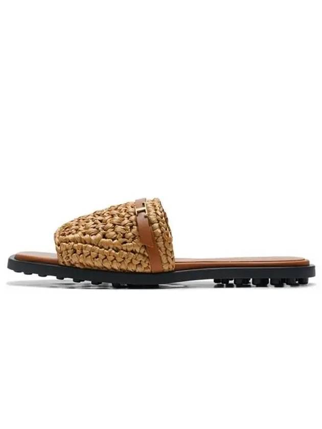 Women's Woven Raffia Flat Mule Beige - TOD'S - BALAAN.