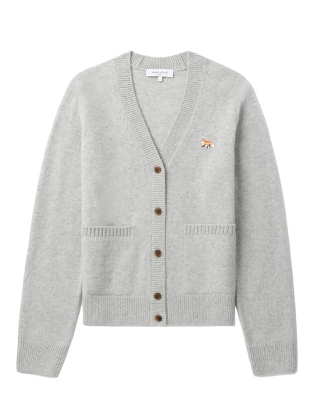 Baby Fox Patch Boxy Cardigan Light Grey Melange - MAISON KITSUNE - BALAAN 2