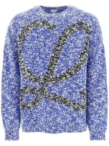 Logo Detail Wool Knit Top Blue - LOEWE - BALAAN 1