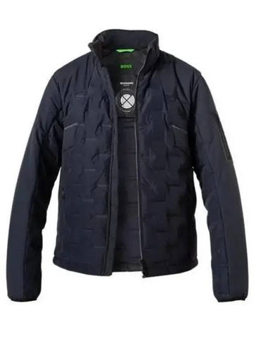 Printed Bonding Fabric Down Jacket Navy - HUGO BOSS - BALAAN 1