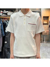 RWB Pocket Interlock Cotton Short Sleeve Polo Shirt White - THOM BROWNE - BALAAN 3