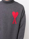 Big Heart Logo Wool Knit Turtleneck Grey - AMI - BALAAN 7