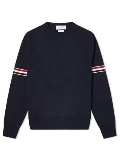 Men's Milan Stitch Armband Crew Neck Knit Top Navy - THOM BROWNE - BALAAN 2