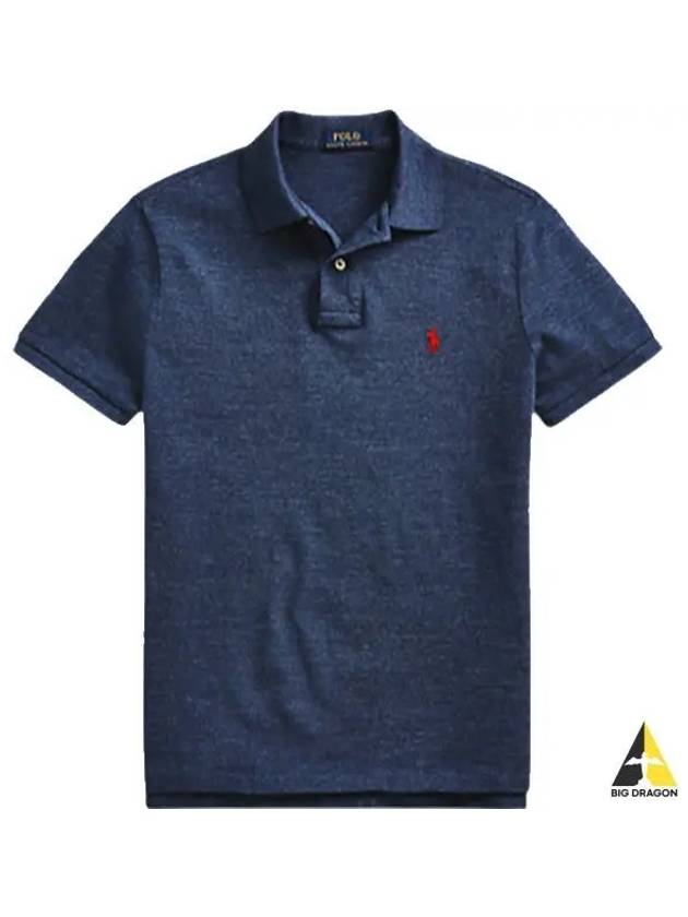 Iconic Mesh Slim Fit Polo Shirt Navy - POLO RALPH LAUREN - BALAAN 2