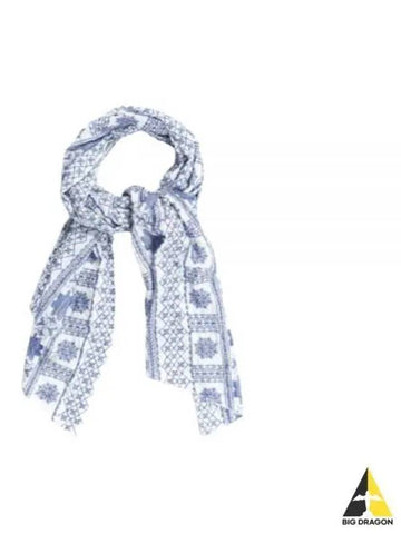 24 Long Scarf BlueWhite CP Embroidery 24S1H001 OR386 IB001 - ENGINEERED GARMENTS - BALAAN 1