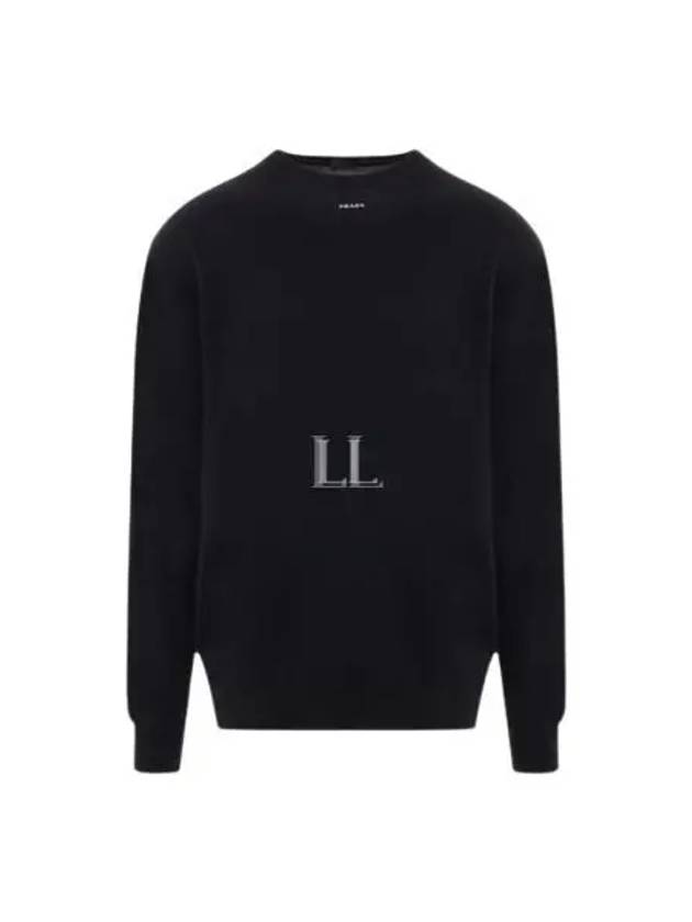 Logo Intarsia Crew Neck Sweatshirt Black - PRADA - BALAAN 2