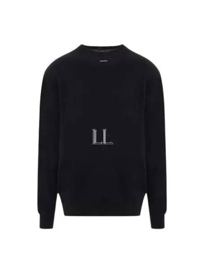 Logo Intarsia Crew Neck Sweatshirt Black - PRADA - BALAAN 2