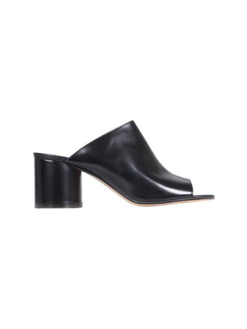 Women's Tabi Calf Leather Heels Mule Black - MAISON MARGIELA - BALAAN 1