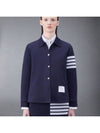 Double Face 4 Bar A-line Knit Long Sleeve Shirt Jacket Navy - THOM BROWNE - BALAAN 3