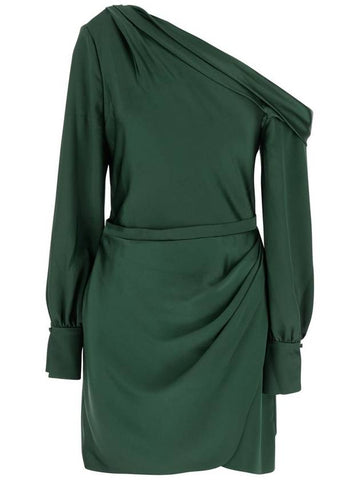 'Cameron' Green One-Shoulder Dress With Front Single Slit In Acetate Blend Woman - SIMKHAI - BALAAN 1