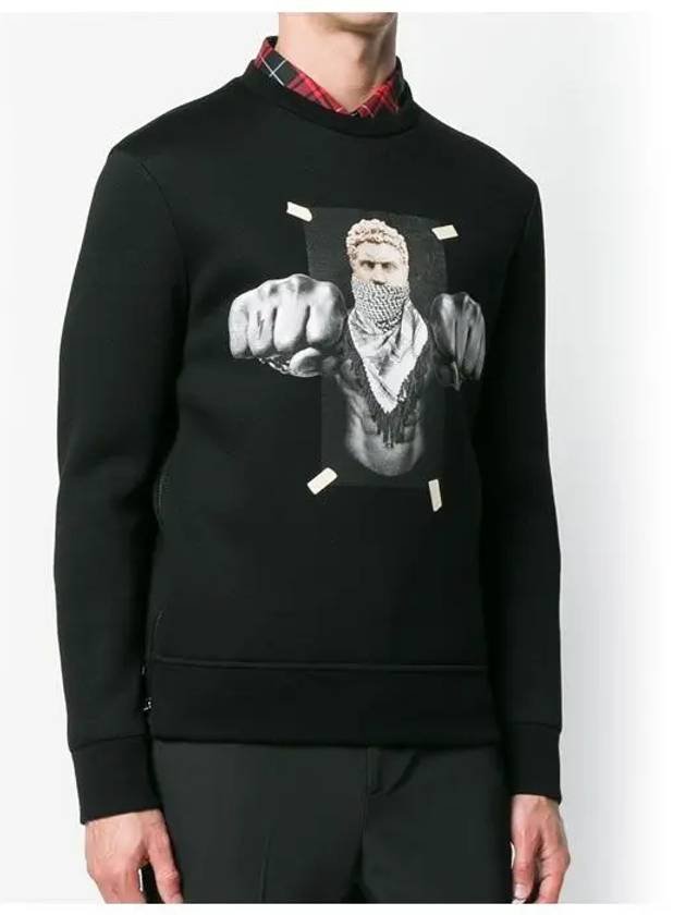 neoprene boxing print sweatshirt black - NEIL BARRETT - BALAAN 4