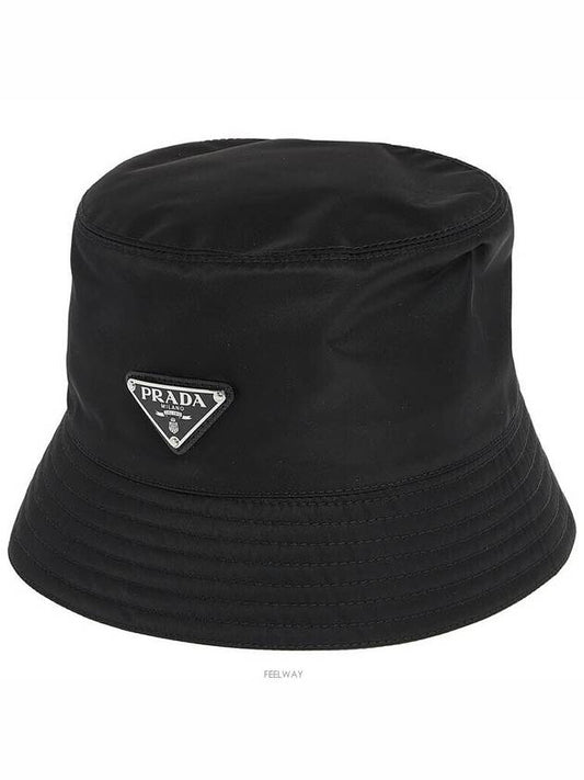 Triangle Logo Re-nylon Bucket Hat Black - PRADA - BALAAN 2