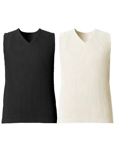 Homme Plissé Monthly Color Vneck Vest Vest JK192 - ISSEY MIYAKE - BALAAN 1