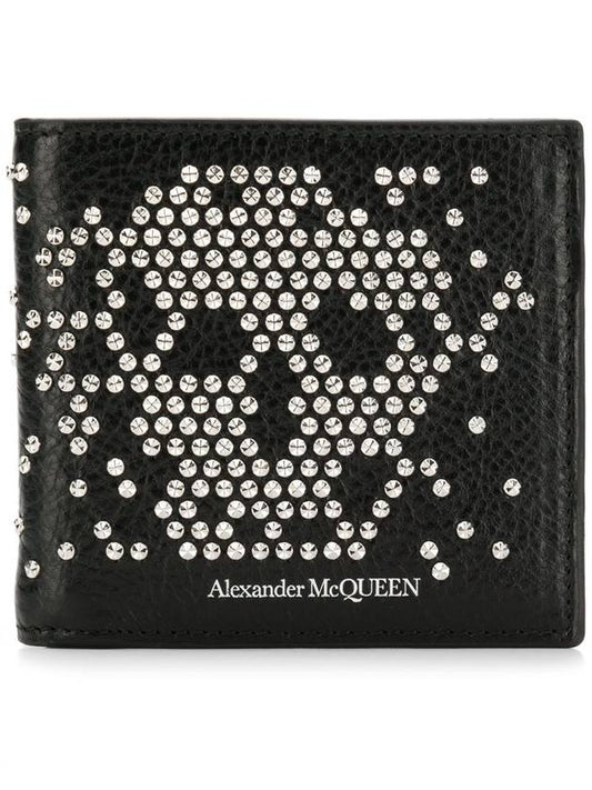 Studded Skull Bifold Bifold Wallet Black - ALEXANDER MCQUEEN - BALAAN.