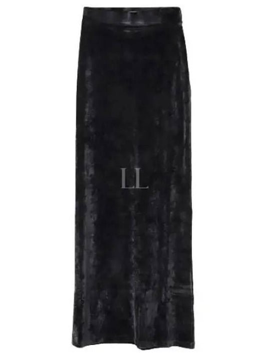 Velvet Effect High Waisted H-Line Skirt Black - BALENCIAGA - BALAAN 2