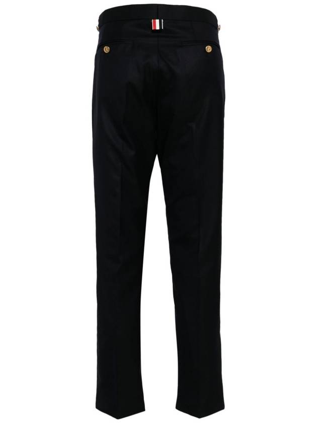 Low Rise Side Tab Wool Slacks Navy - THOM BROWNE - BALAAN 4