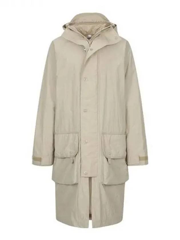 Technical cotton long hooded jacket beige 8057353 - BURBERRY - BALAAN 1