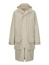 Technical Cotton Long Hooded Jacket Beige - BURBERRY - BALAAN 1