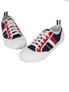 Diagonal Striped Canvas Low-Top Sneakers Navy White - THOM BROWNE - BALAAN 5