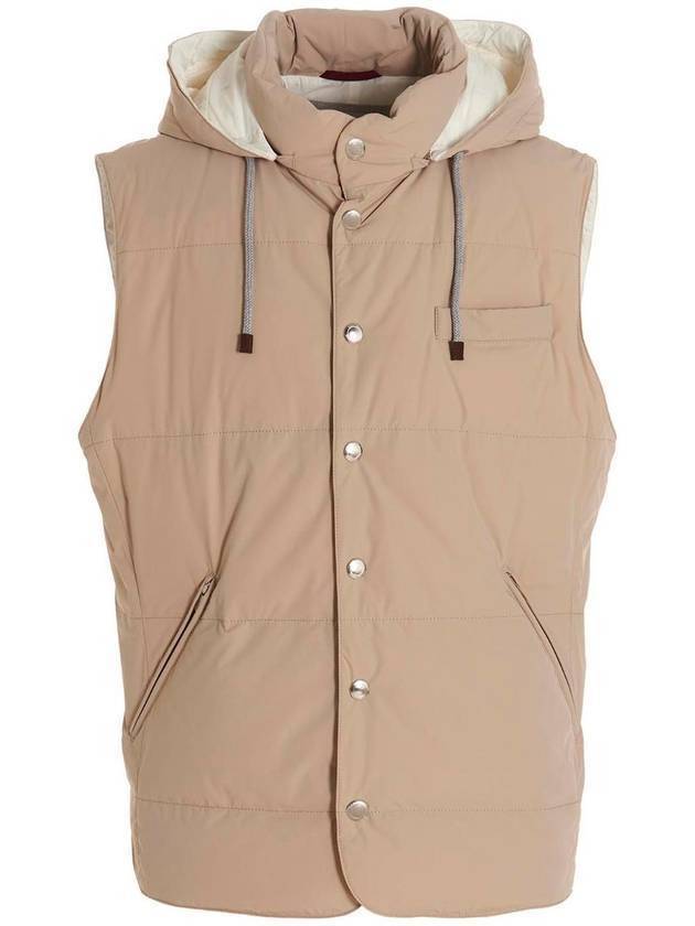 Nylon down padded vest beige - BRUNELLO CUCINELLI - BALAAN 1