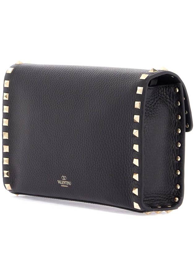 small black leather shoulder bag with golden studs - VALENTINO - BALAAN 2