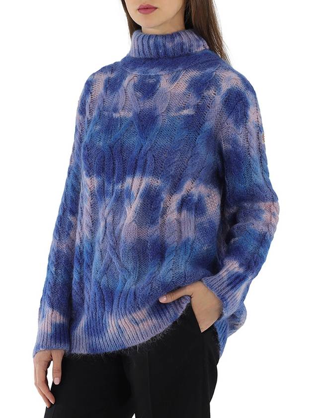 Women's Cable Knit Tie Dye Turtleneck Blue - MONCLER - BALAAN 3