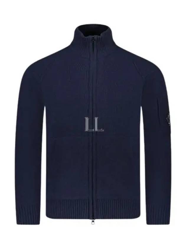 Lambswool GRS Zipped Cardigan Navy - CP COMPANY - BALAAN 2