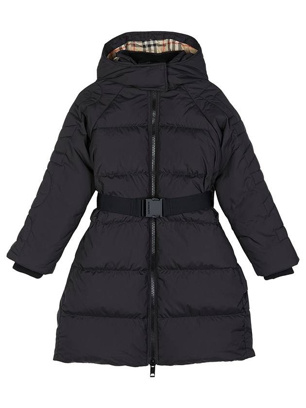 Kids Belted Long Hooded Quilted Padding Black - BURBERRY - BALAAN 2