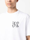 Men's Monogram Logo Print Short Sleeve T-Shirt White - PALM ANGELS - BALAAN 5