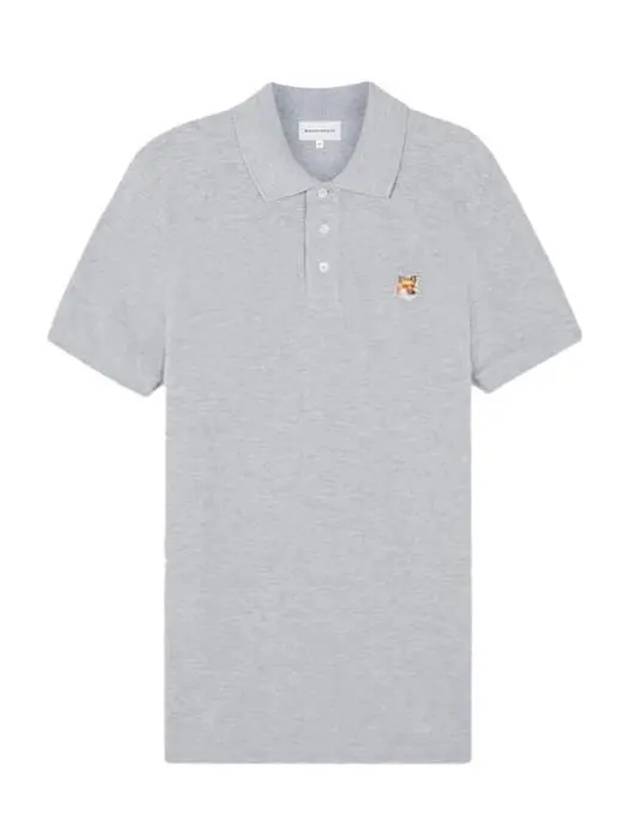 Fox Head Patch Cotton Polo Shirt Grey - MAISON KITSUNE - BALAAN 2