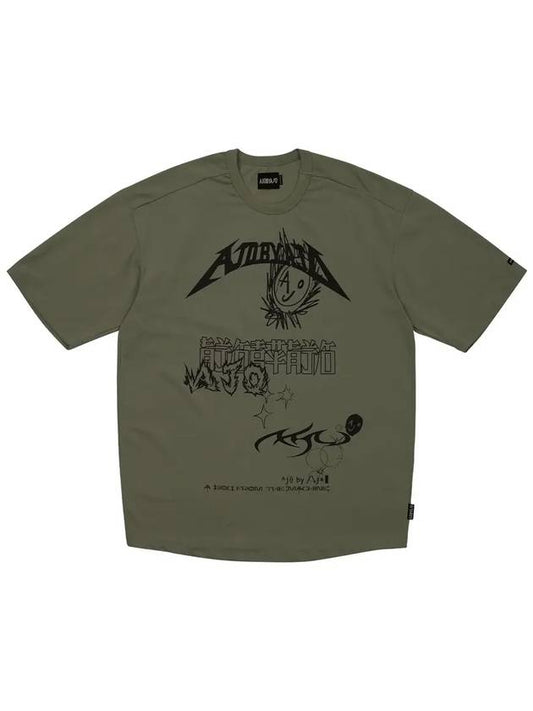 Men's Ajo Collage Short Sleeve T-Shirt Khaki - AJOBYAJO - BALAAN 2