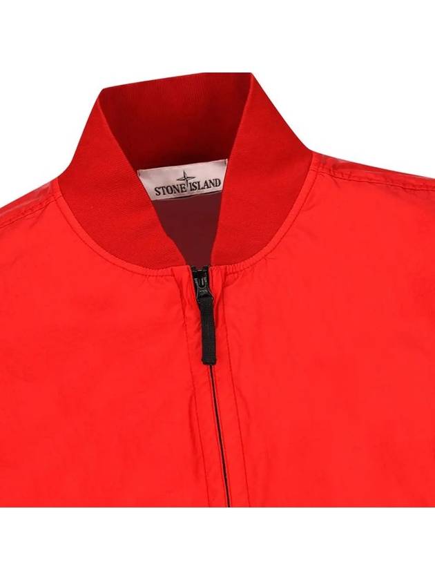 Men's Wappen Patch Zip-Up Bomber Jacket Red - STONE ISLAND - BALAAN 4