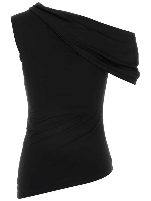 Asymmetric Draped Blouse Black - ALEXANDER MCQUEEN - BALAAN 3