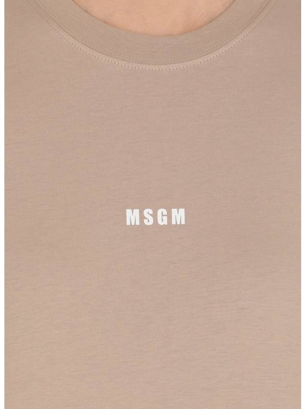 Micro Logo Long Sleeve T-Shirt Beige - MSGM - BALAAN 5