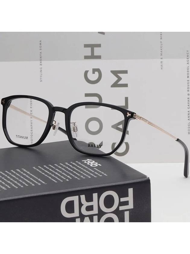 Titanium Glasses Frame BY5069H 001 Horned Square Men Women Black - BALLY - BALAAN 2