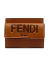 Logo Snap Button Small Leather Card Wallet Brow - FENDI - BALAAN 3