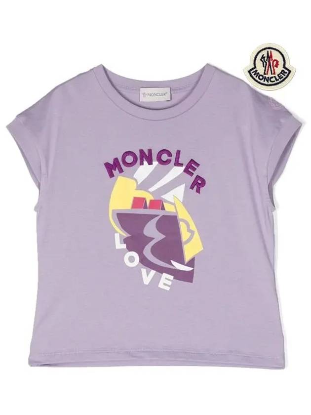 Kids Girls Short Sleeve T Shirt Lilac 8P00001 899WA 61A 4A 6A - MONCLER - BALAAN 2