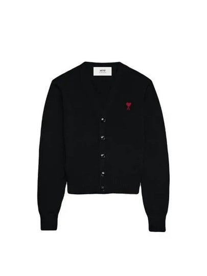 Heart Logo Wool Cardigan Black - AMI - BALAAN 2