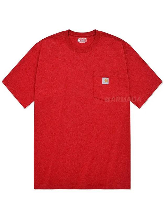 K87 Workwear Pocket Short Sleeve TShirt Fire Red Heather - CARHARTT - BALAAN 1