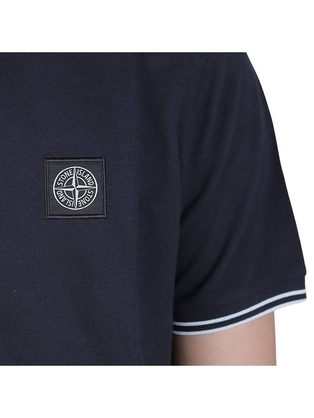 Men's Embroidered Logo Stretch Cotton Polo Shirt Navy - STONE ISLAND - BALAAN 7