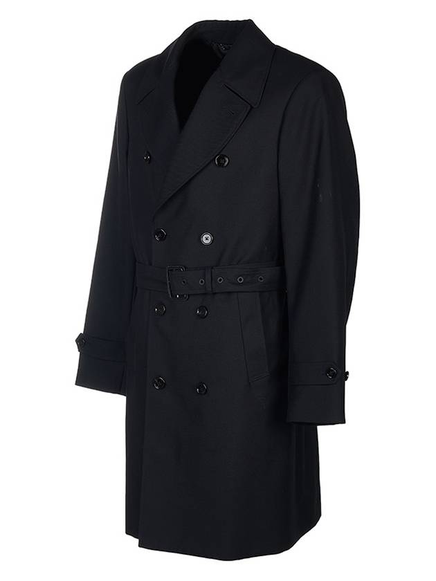 Men's Wool Trench Coat Black - DOLCE&GABBANA - BALAAN.