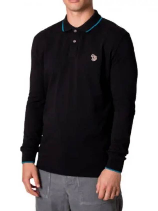 Zebra Patch Regular Fit Long Sleeve Polo Shirt Black - PAUL SMITH - BALAAN 2