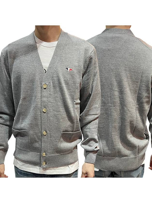 Tricolor Fox Patch Classic Cardigan Grey Melange - MAISON KITSUNE - BALAAN 2