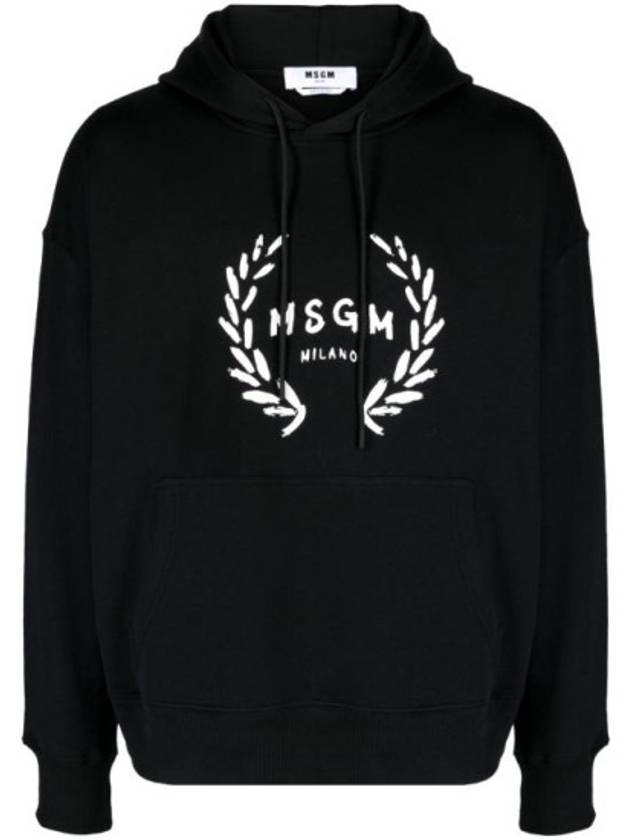 Milano Logo Print Cotton Hoodie Black - MSGM - BALAAN 2